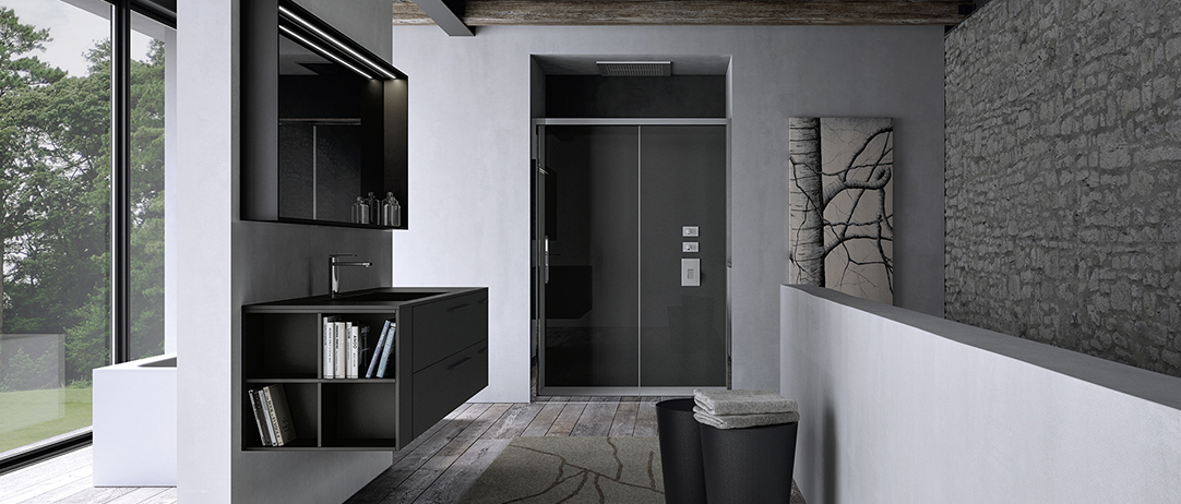 salle de bain noire mate