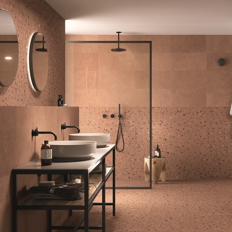Carrelage terrazzo terracotta