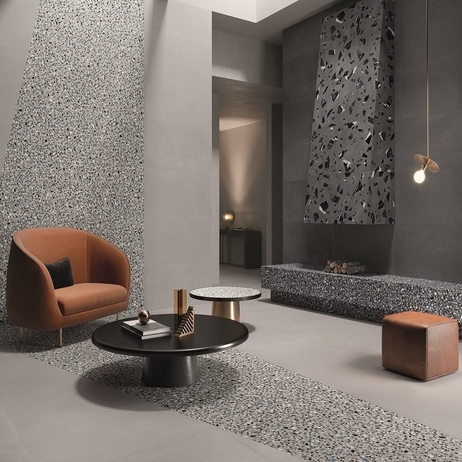Carrelage terrazzo gris 