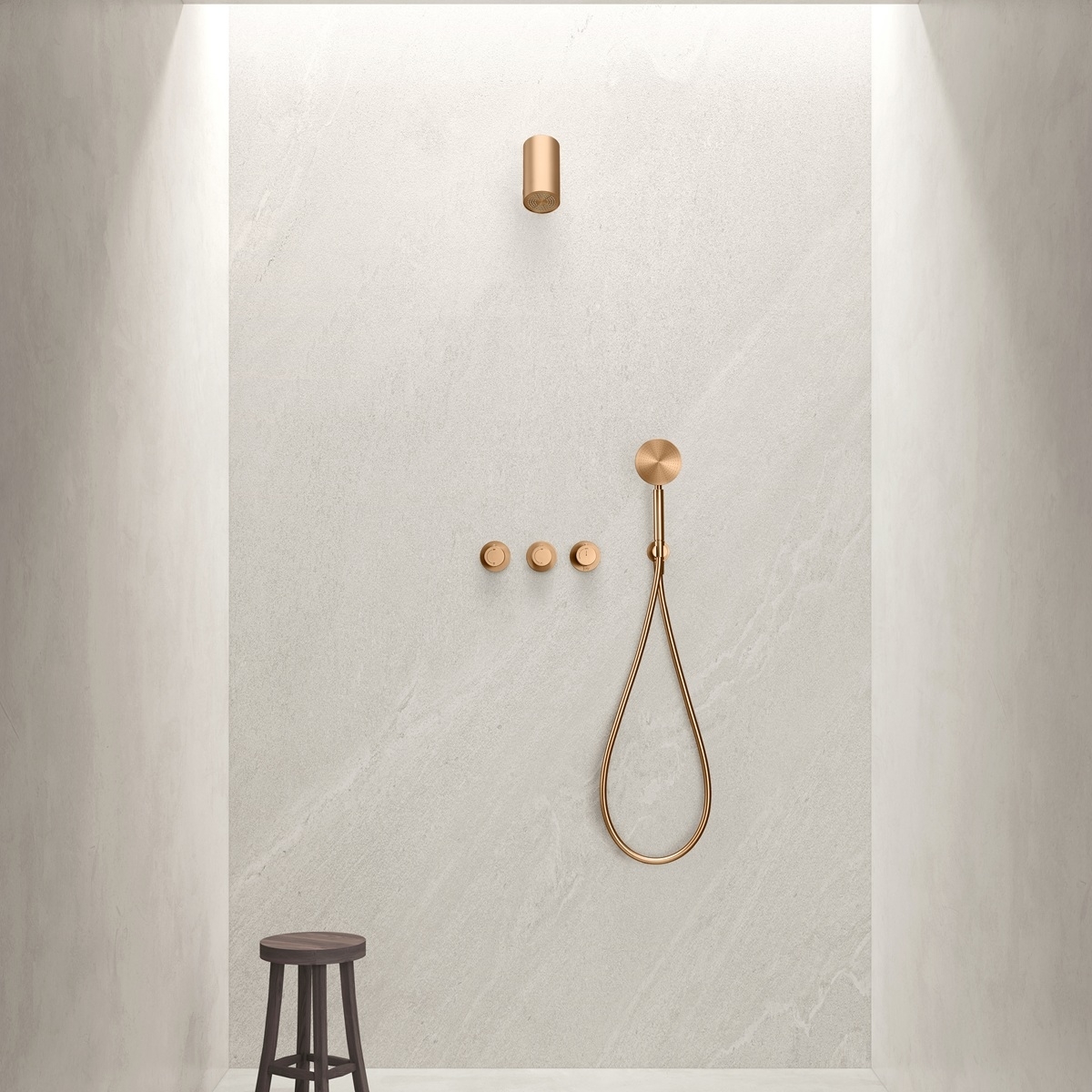 Kit douche à encastrer bronze 