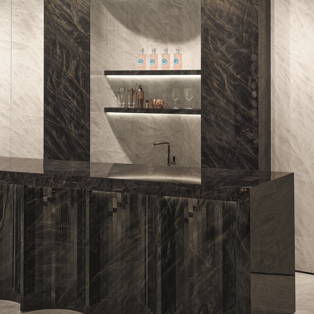 Carrelage Tele Di Marmo Crystal Vitrum Black