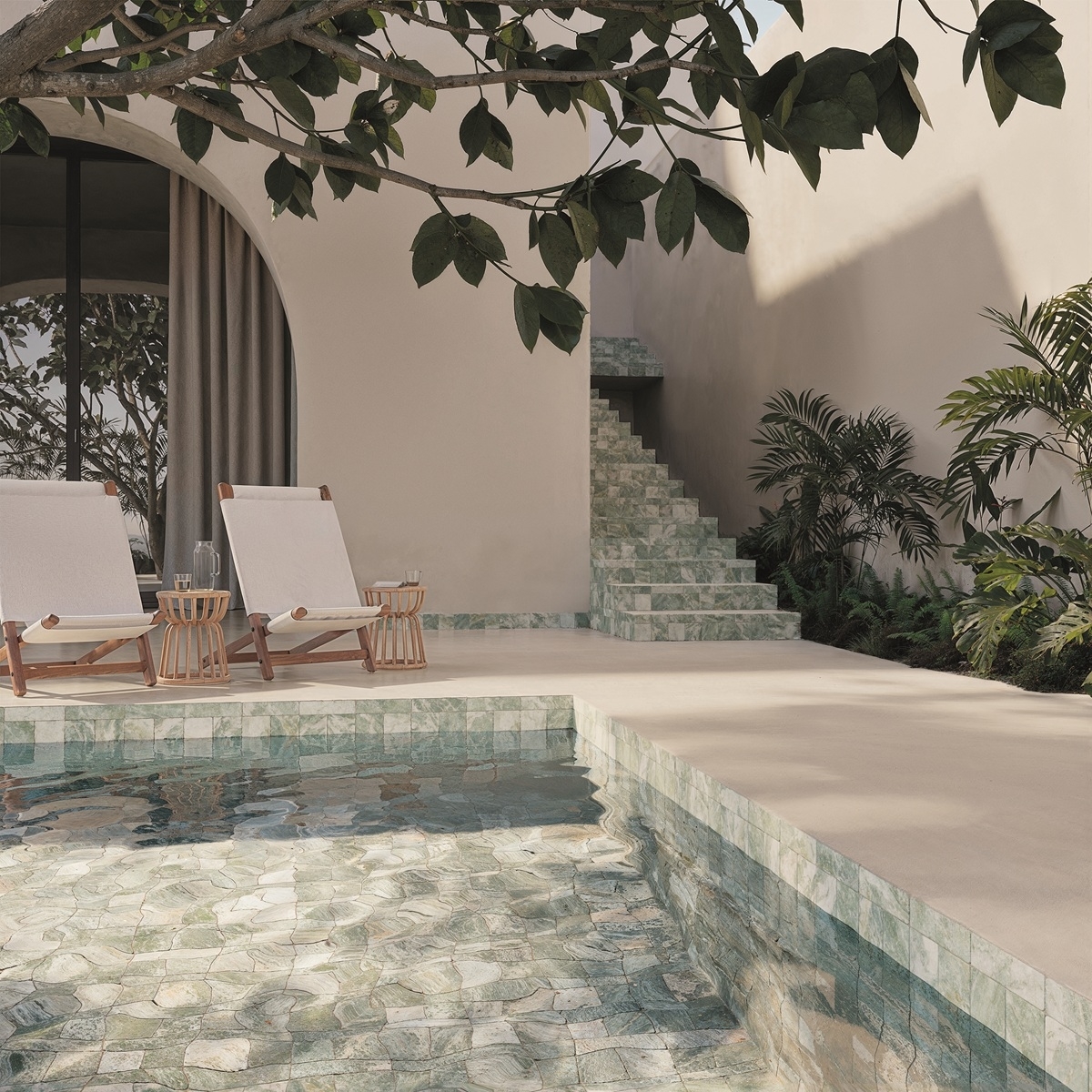 Carrelage piscine vestige bluette