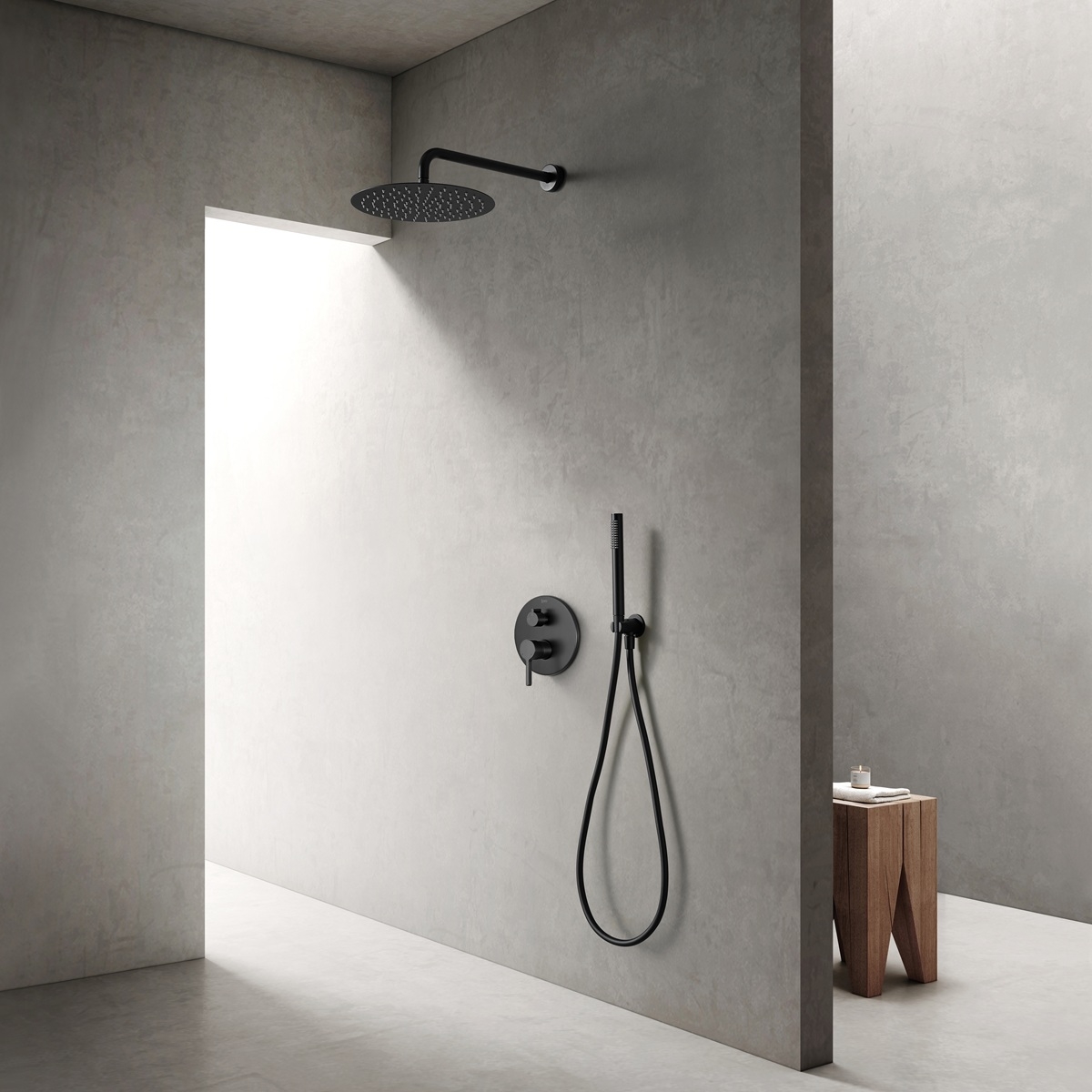 Kit de douche encastrable cezela noir mat