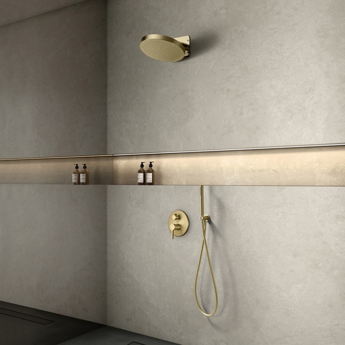 Kit de douche encastrable cezela rain or brossé