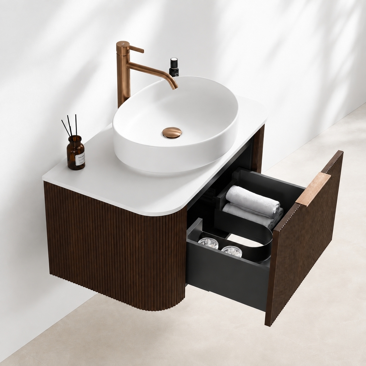 Meuble sous vasque cannelo coffee