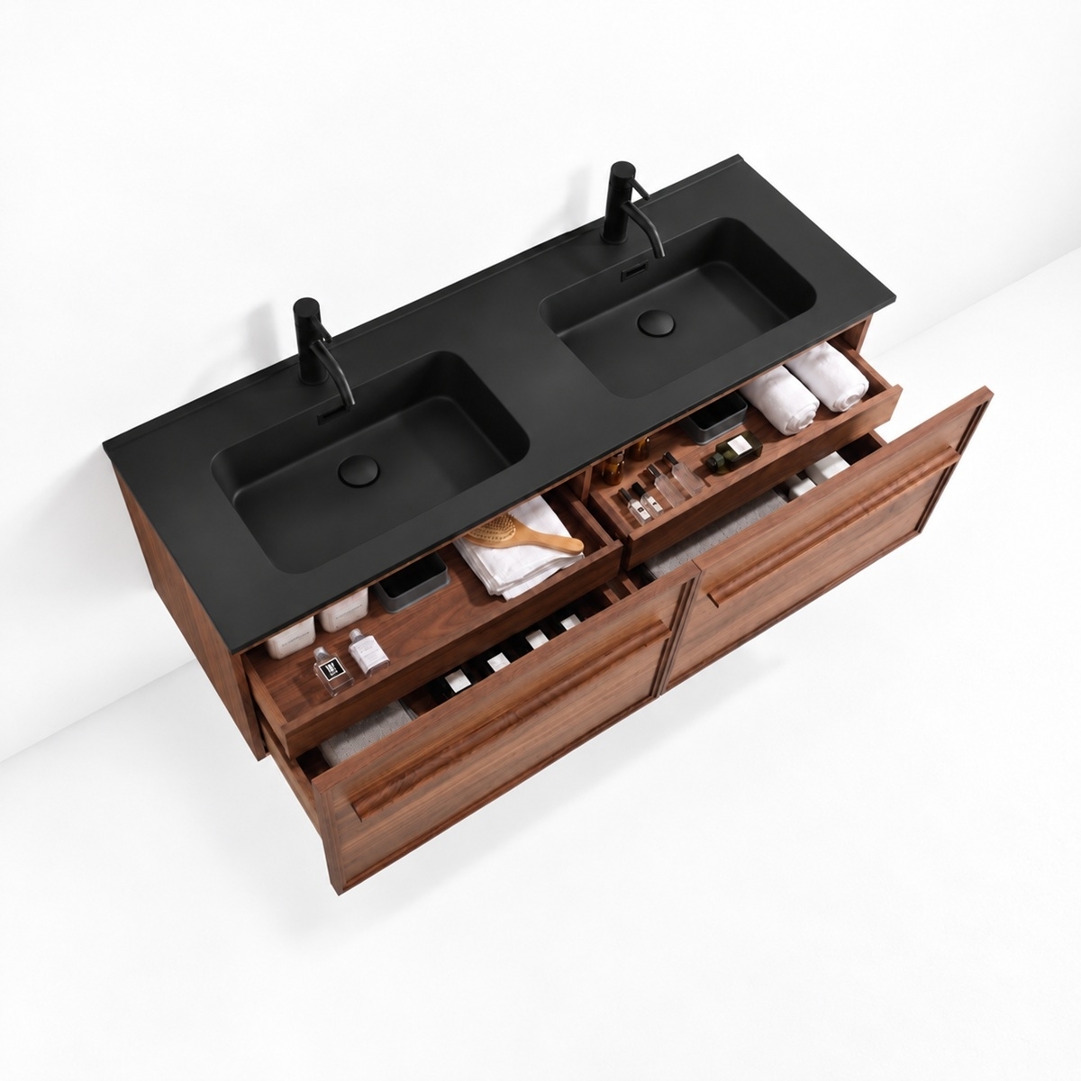 Meuble vasque double noire legno 140