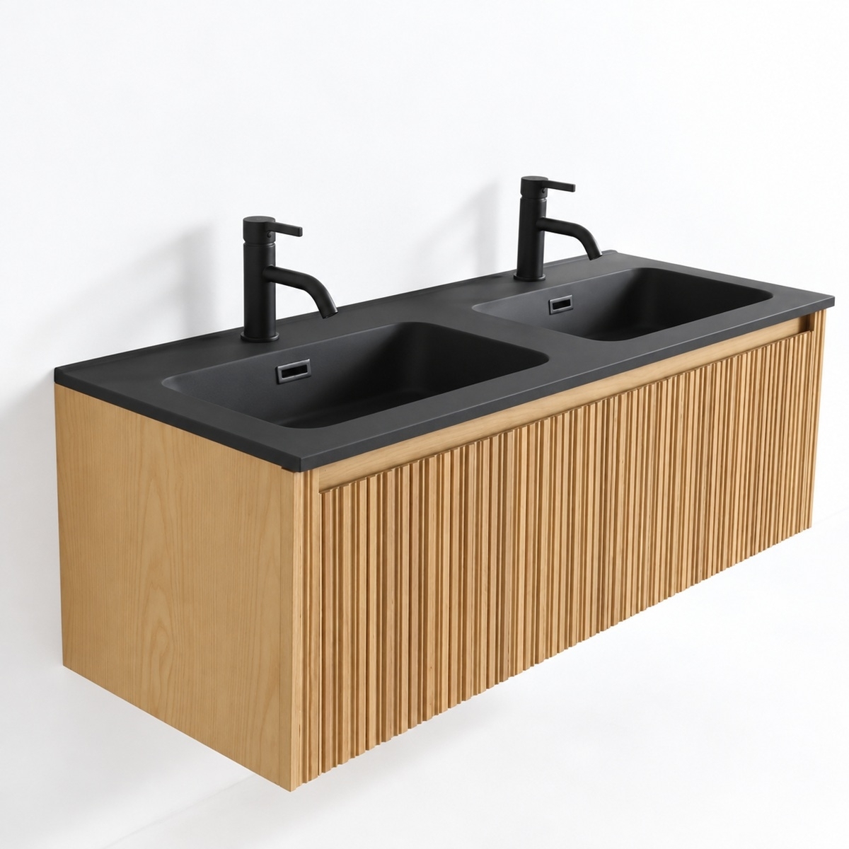 Meuble sculpt double vasque noire