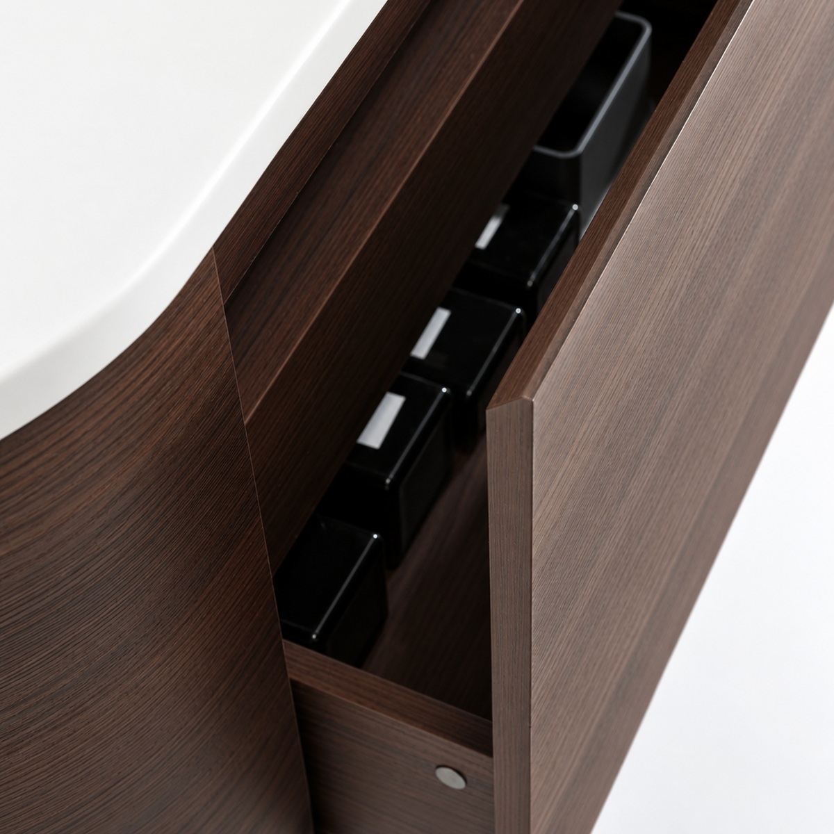 Meuble de salle de bain noyer arrondie