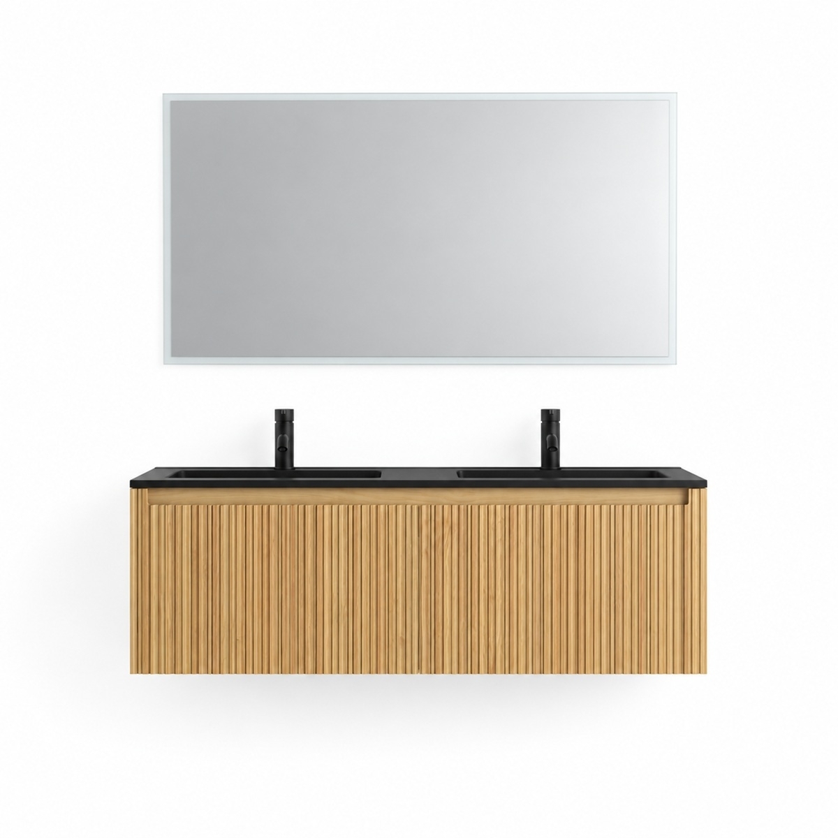 Meuble sculpt avec double vasque noire