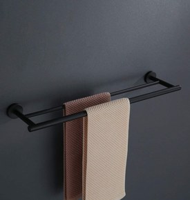 Double porte-serviettes noir mat 