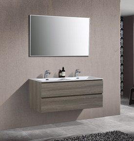 Meuble salle de bain double vasque Alicia 120 cm bois gris