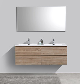 Meuble de salle de bain double vasque Alicia 140 cm bois chêne