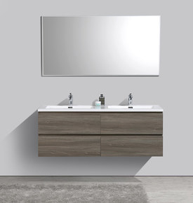 Meuble de salle de bain double vasque Alicia 140 cm bois gris