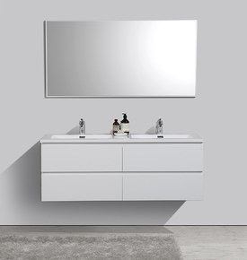 Meuble salle de bain double vasque Alicia 140 cm blanc mat