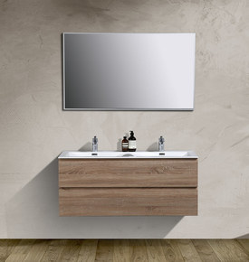 Meuble salle de bain double vasque Alicia 120 cm bois chêne