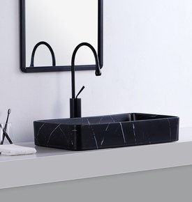 Vasque à poser effet marbre noir mat Marbeau 60 cm 