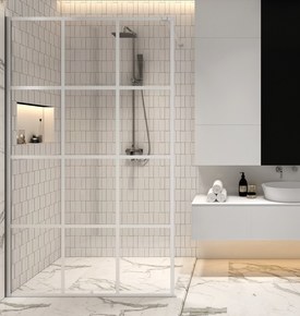 Paroi de douche fixe Atelier blanc mat 120 cm à 140 cm