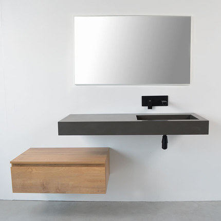 Ensemble vasque droite anthracite 120 cm et meuble 80 cm