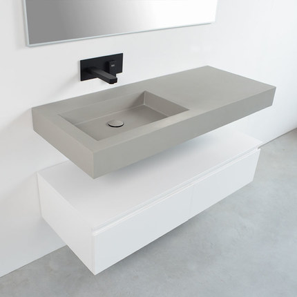 Ensemble vasque gris béton gauche 120 cm et meuble 120 cm