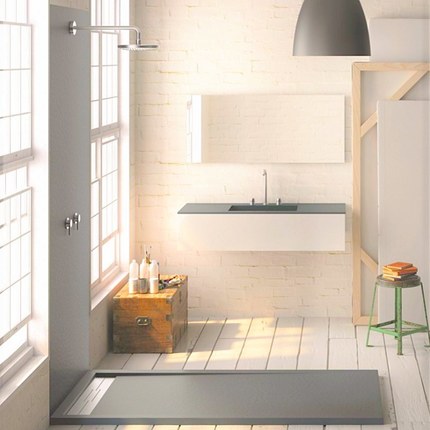 Receveur de douche Premium caniveau gris de 120 à 160 cm
