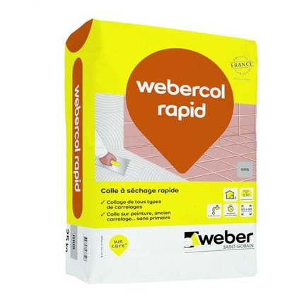 Colle carrelage Webercol rapid gris 25 kg