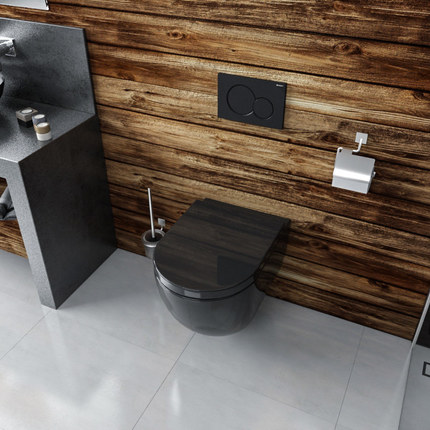 Cuvette WC suspendu Shine noir brillant sans bride