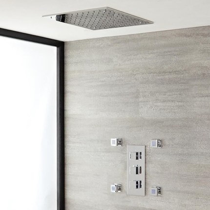 Buse de douche carrée hydromassante à multi-jet 4 cm Quadra