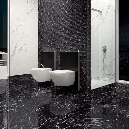 Carrelage Marmoker Nero Creta mat et poli