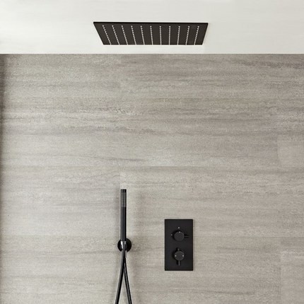 Douche de tête noire encastrable 43 cm