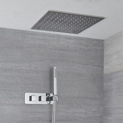 Douche de tête chrome encastrable 43 cm