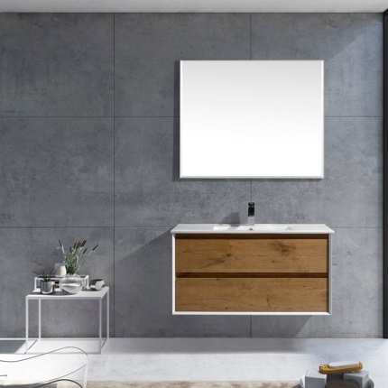 Meuble blanc et bois Cali 100 cm