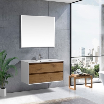 Meuble blanc et bois Cali 100 cm