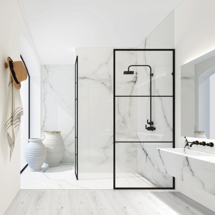 Paroi de douche fixe Verrière noire matte 110 cm