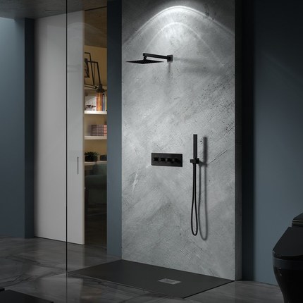 Plafond pommeau de douche carré 30 cm noir