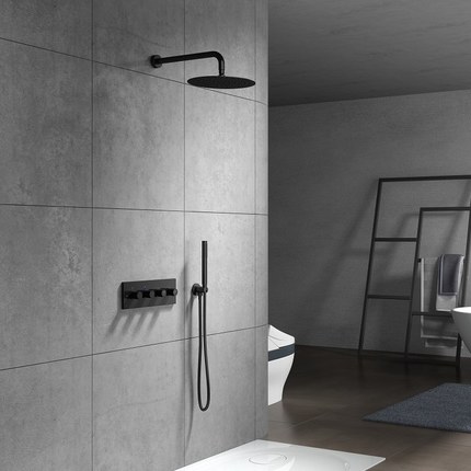 Plafond pommeau de douche rond 30 cm noir