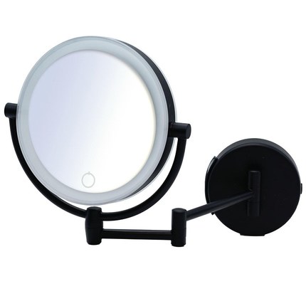 Miroir rond noir grossissant lumineux à LED