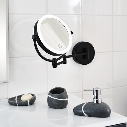 Miroir rond noir grossissant lumineux à LED