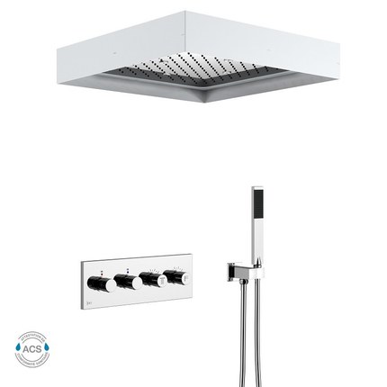 Kit douche encastrable double-fonction plafonnier LED Carré