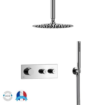 Kit douche thermostatique encastrable double-fonction SLIMO plafond