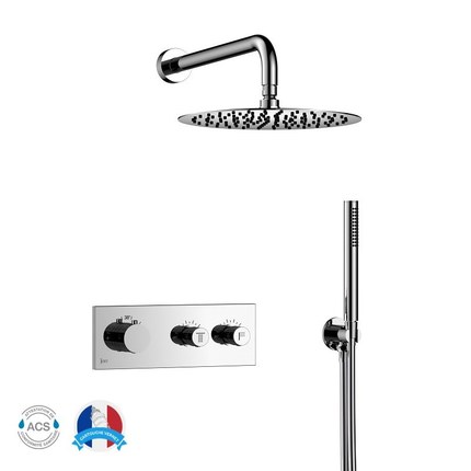 Kit douche encastrable thermostatique double-fonction SLIMO Mural