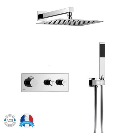 Kit douche encastrable thermostatique double-fonction QUADRA Mural
