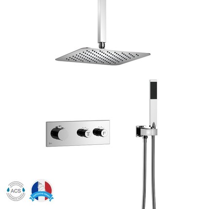 Kit douche encastrable thermostatique double-fonction QUADRA plafond