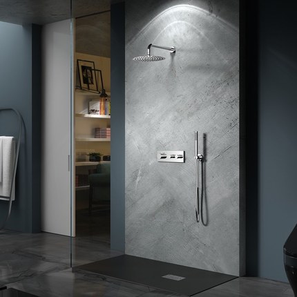 Kit douche encastrable thermostatique double-fonction SLIMO Mural