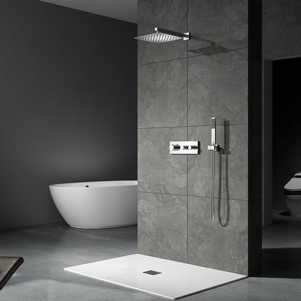 Kit douche encastrable thermostatique double-fonction QUADRA Mural