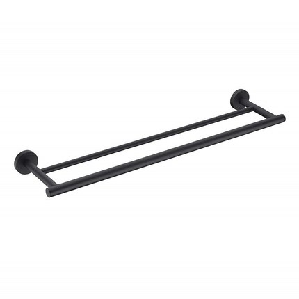 Double porte-serviettes noir mat