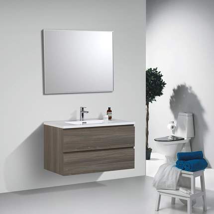 Meuble salle de bain Alicia 90 cm bois gris