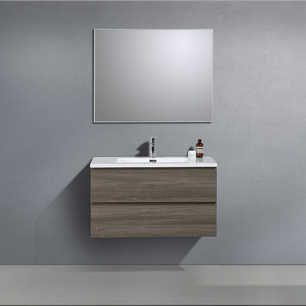 Meuble salle de bain Alicia 90 cm bois gris