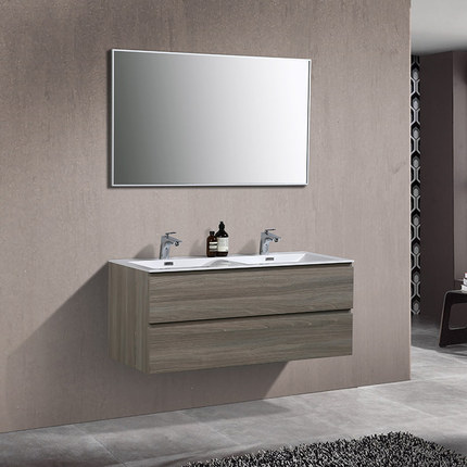 Meuble salle de bain double vasque Alicia 120 cm bois gris