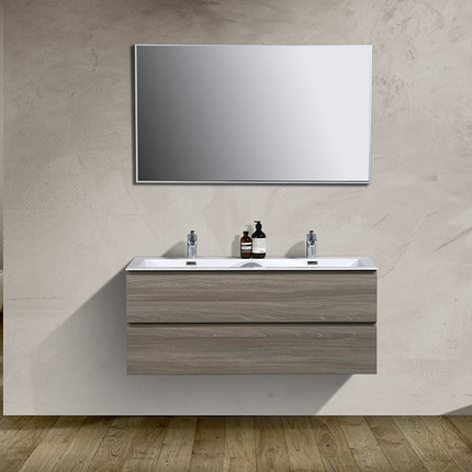 Meuble salle de bain double vasque Alicia 120 cm bois gris