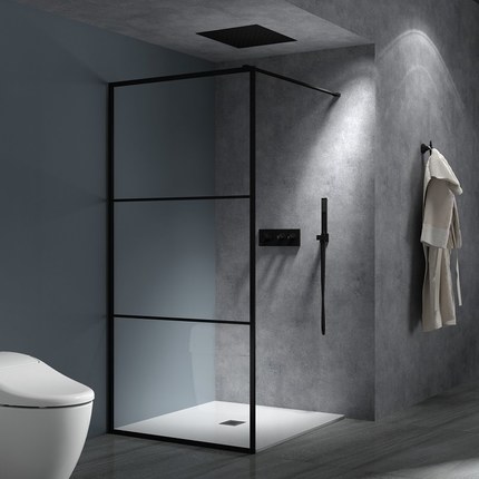 Kit douche encastrable thermostatique noir double-fonction plafonnier 43 cm
